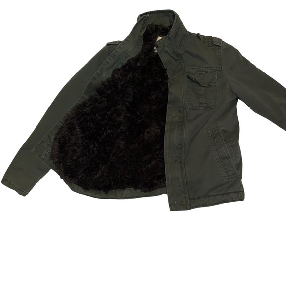 Old Navy Jackets & Blazers - Army Green utility Jacket faux fur lining Small Olive Green